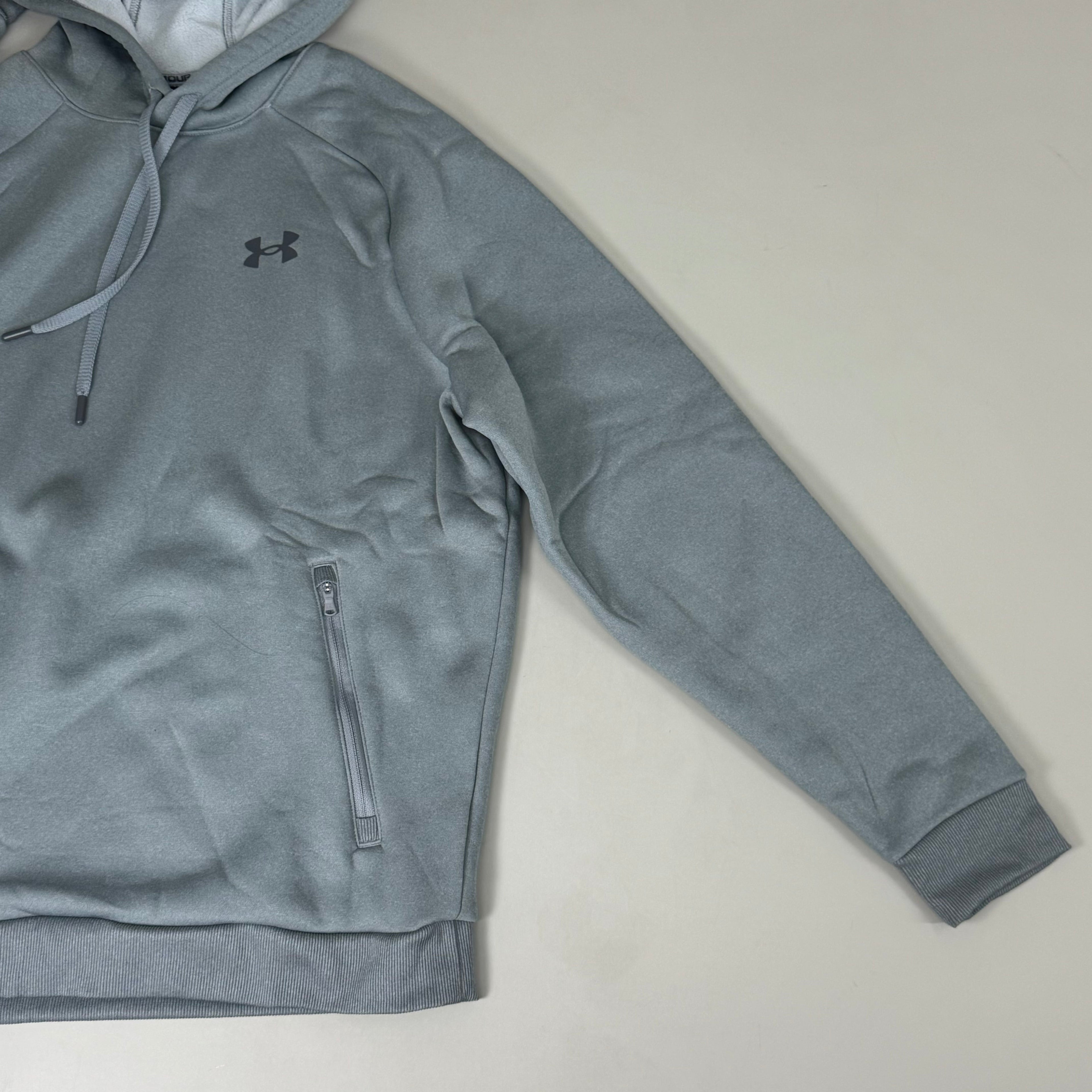 UNDER AMOUR Loose Fuller Cut Fleece Pro Hoodie 100% Polyester Men's Sz M Grey
