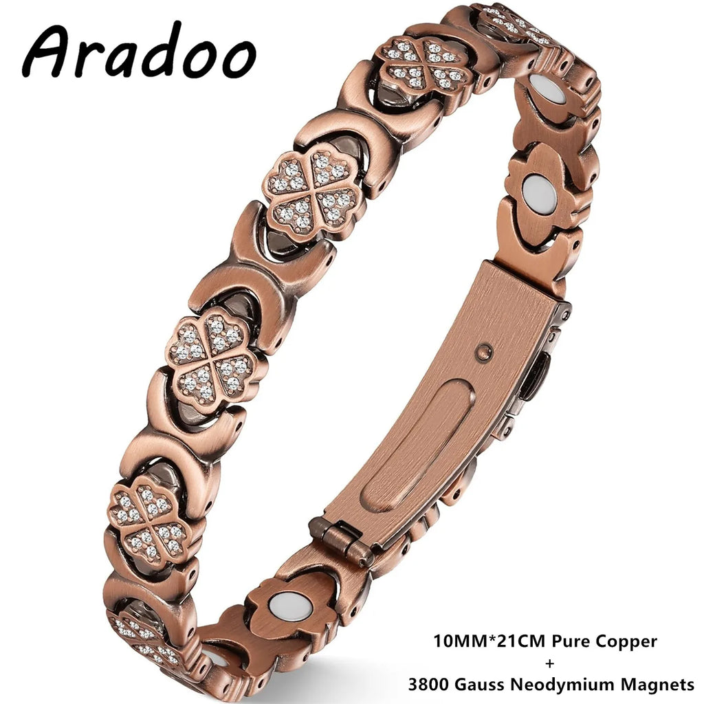 ARADOO 99% Pure Copper Bracelets for Women with 3800 Gauss Magnetic Crystal Jewelry Gifts
