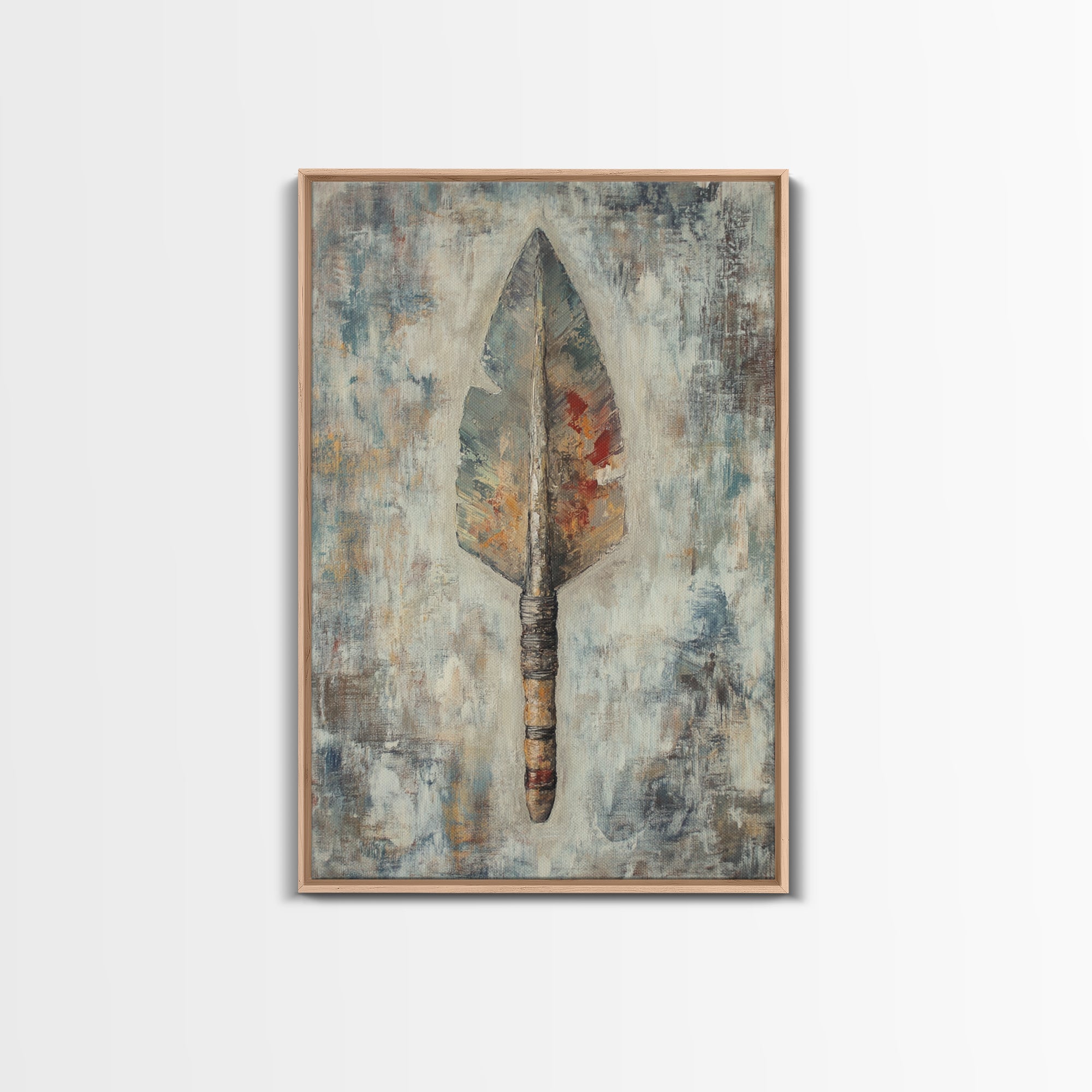 Ancient Arrowhead, rustic wall art, geometric wall art, vintage decor, framed canvas print, wabi sabi art, southwest wall art