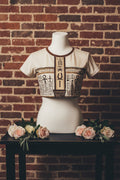 Egyptian Hieroglyph Crop Top Tee — Vintage Ankh & Script All-Over Print
