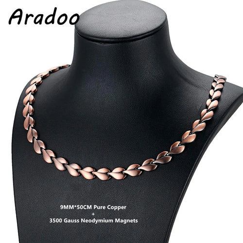 ARADOO Serpentine Luxury Pattern Pure Copper Necklace for Men Women Premium Collar Jewelry Gifts