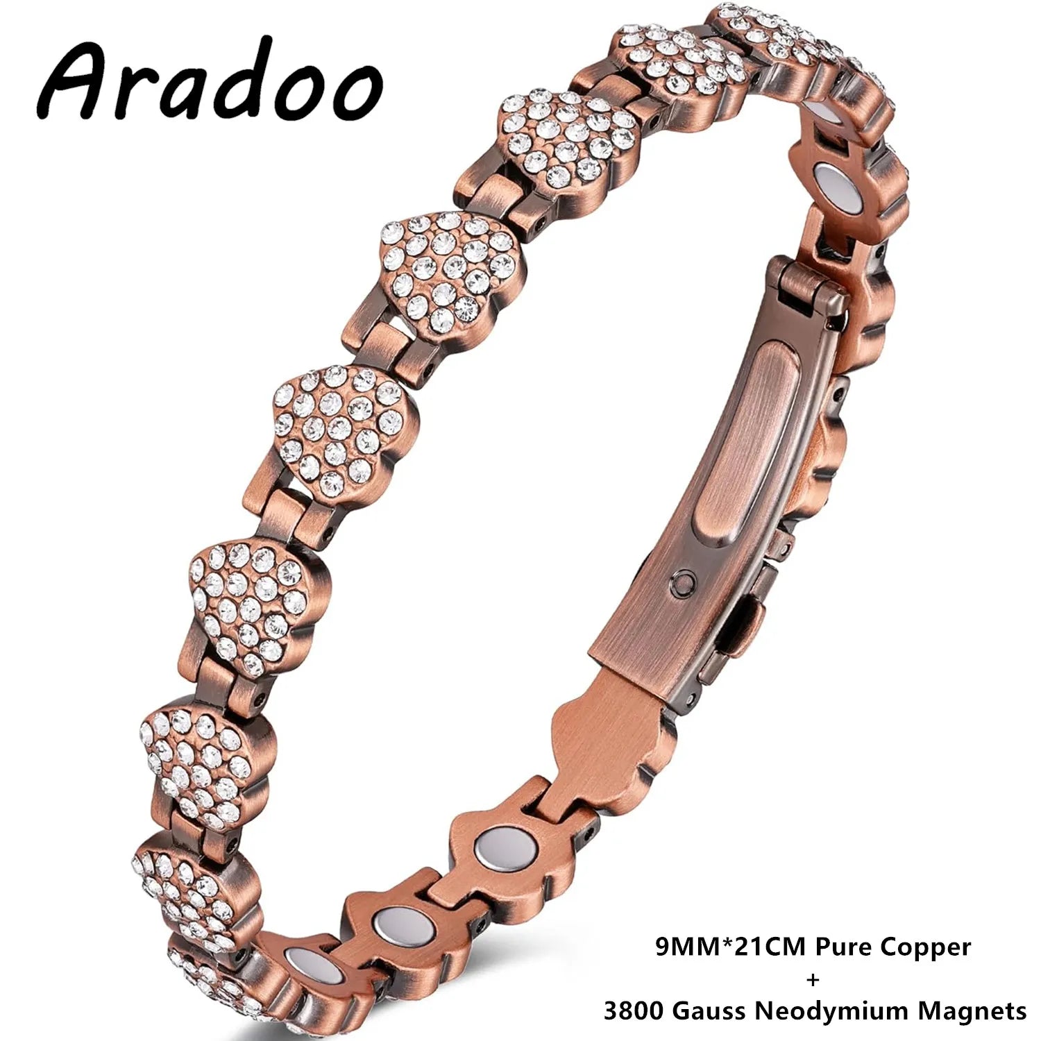 ARADOO 99% Pure Copper Bracelets for Women with 3800 Gauss Magnetic Crystal Jewelry Gifts