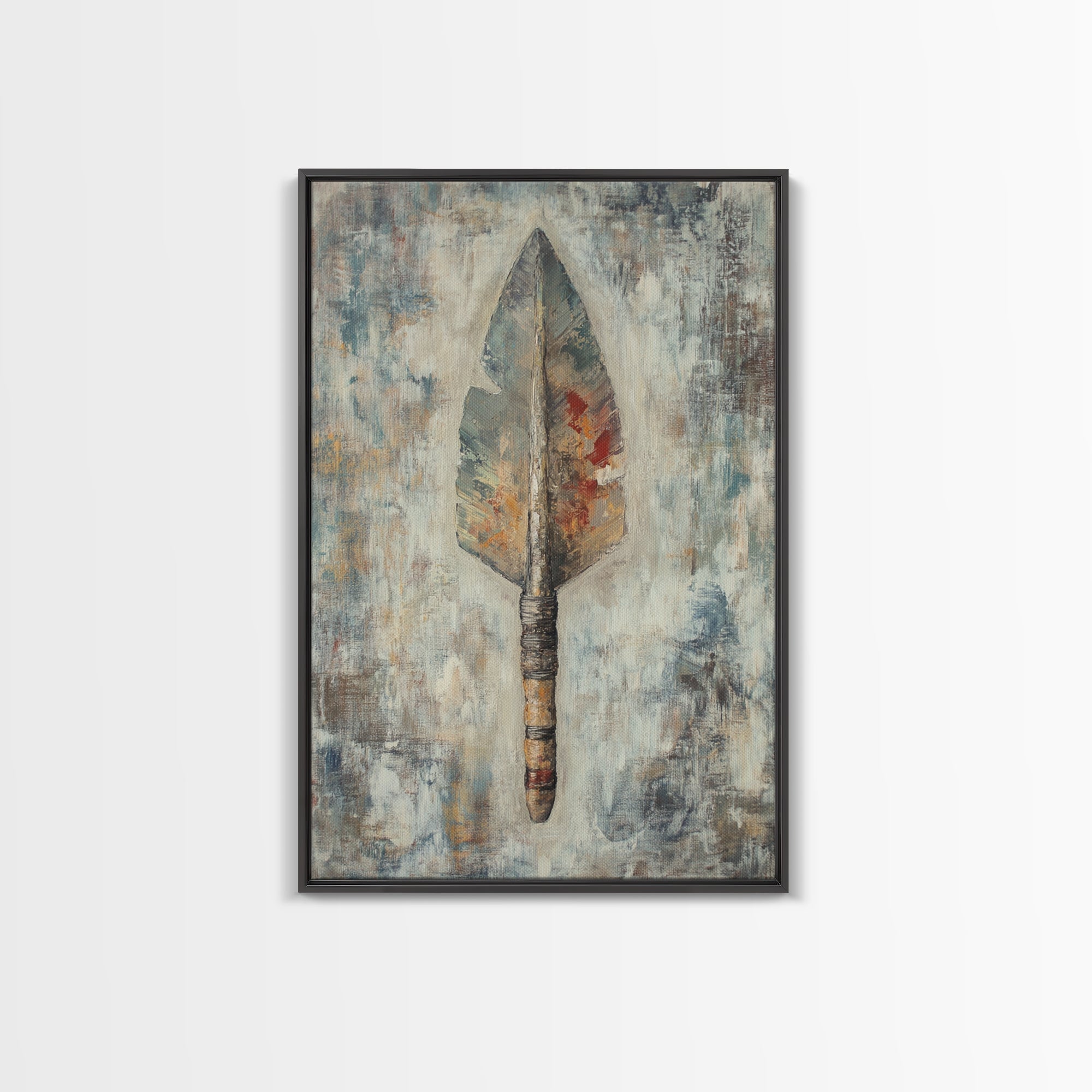 Ancient Arrowhead, rustic wall art, geometric wall art, vintage decor, framed canvas print, wabi sabi art, southwest wall art
