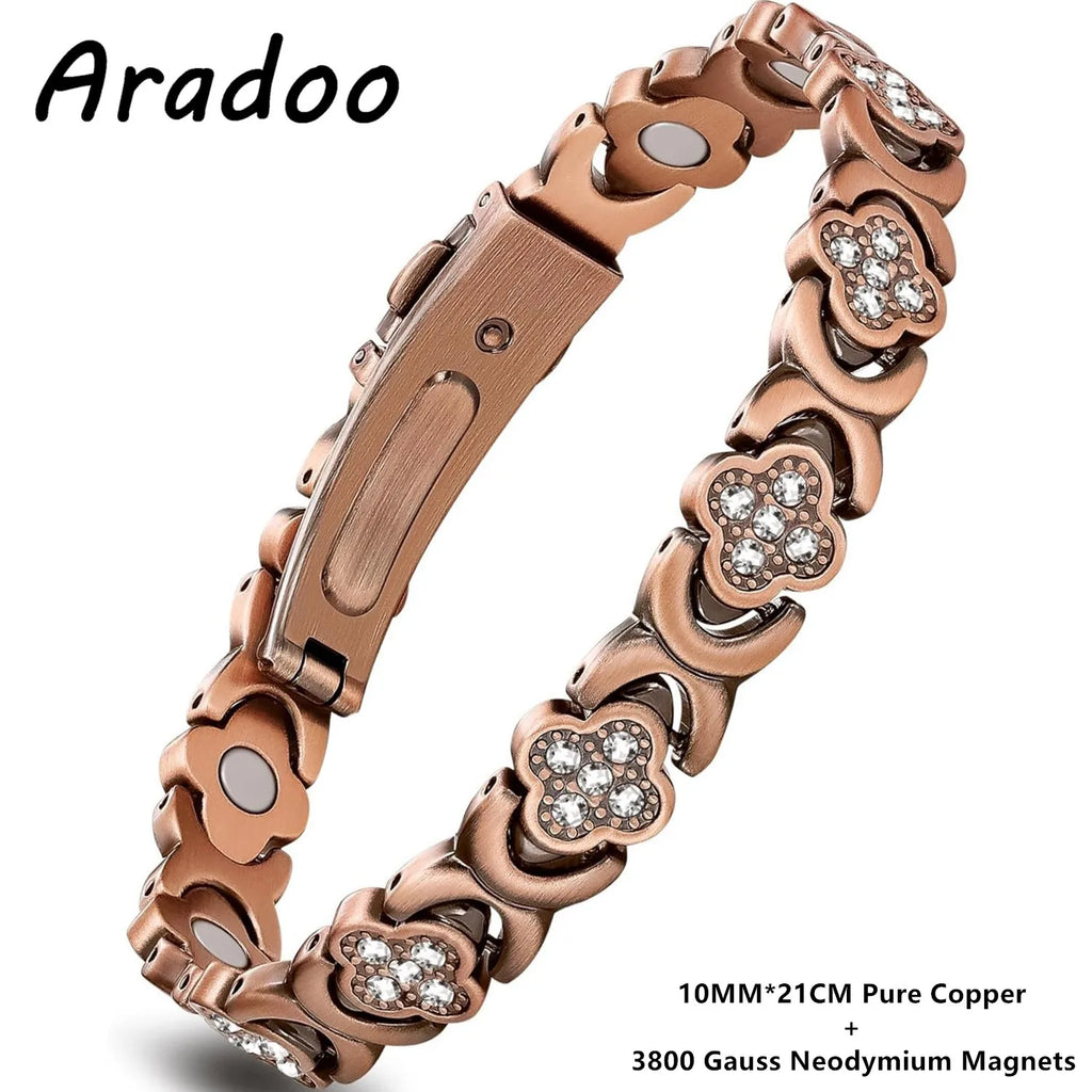ARADOO 99% Pure Copper Bracelets for Women with 3800 Gauss Magnetic Crystal Jewelry Gifts