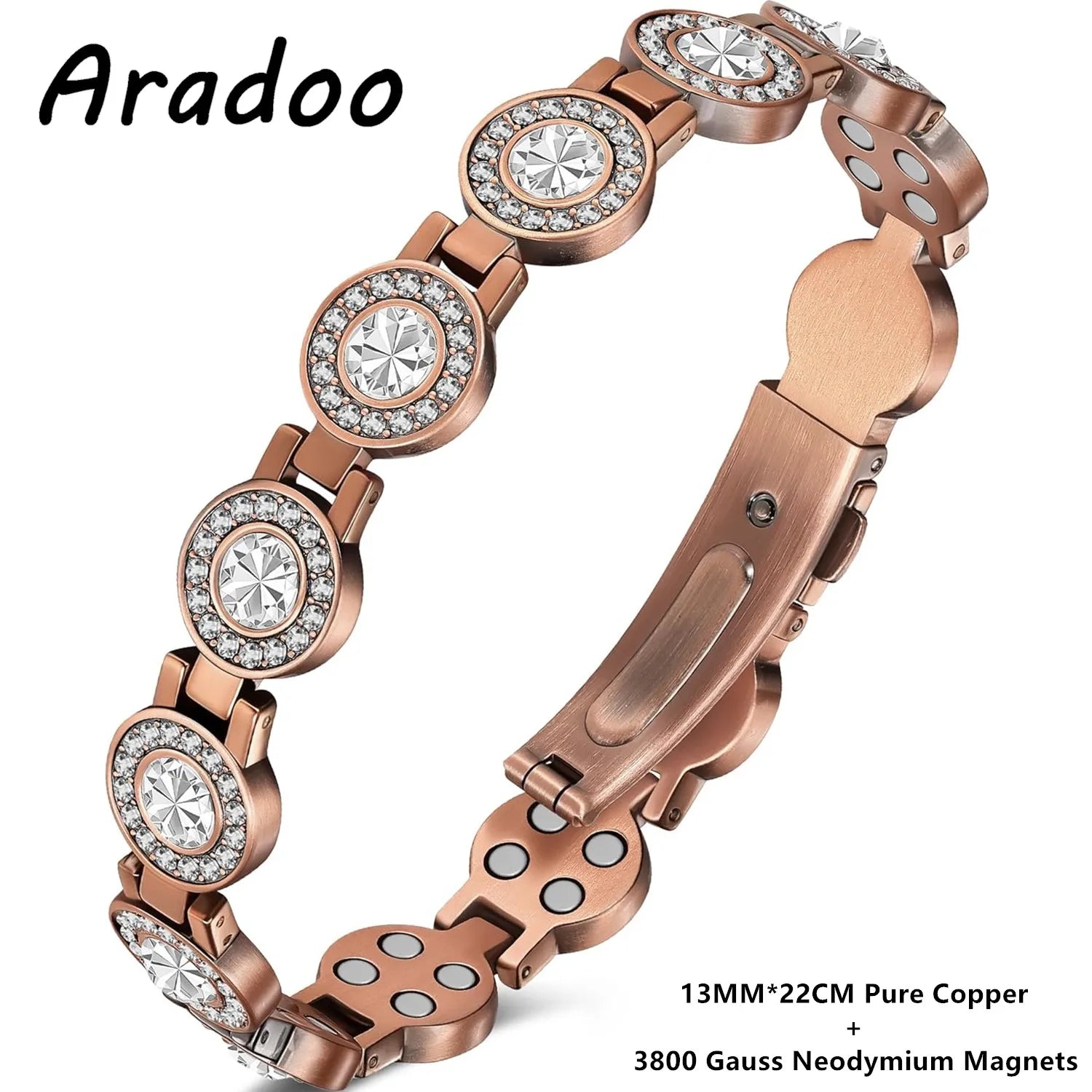 ARADOO 99% Pure Copper Bracelets for Women with 3800 Gauss Magnetic Crystal Jewelry Gifts