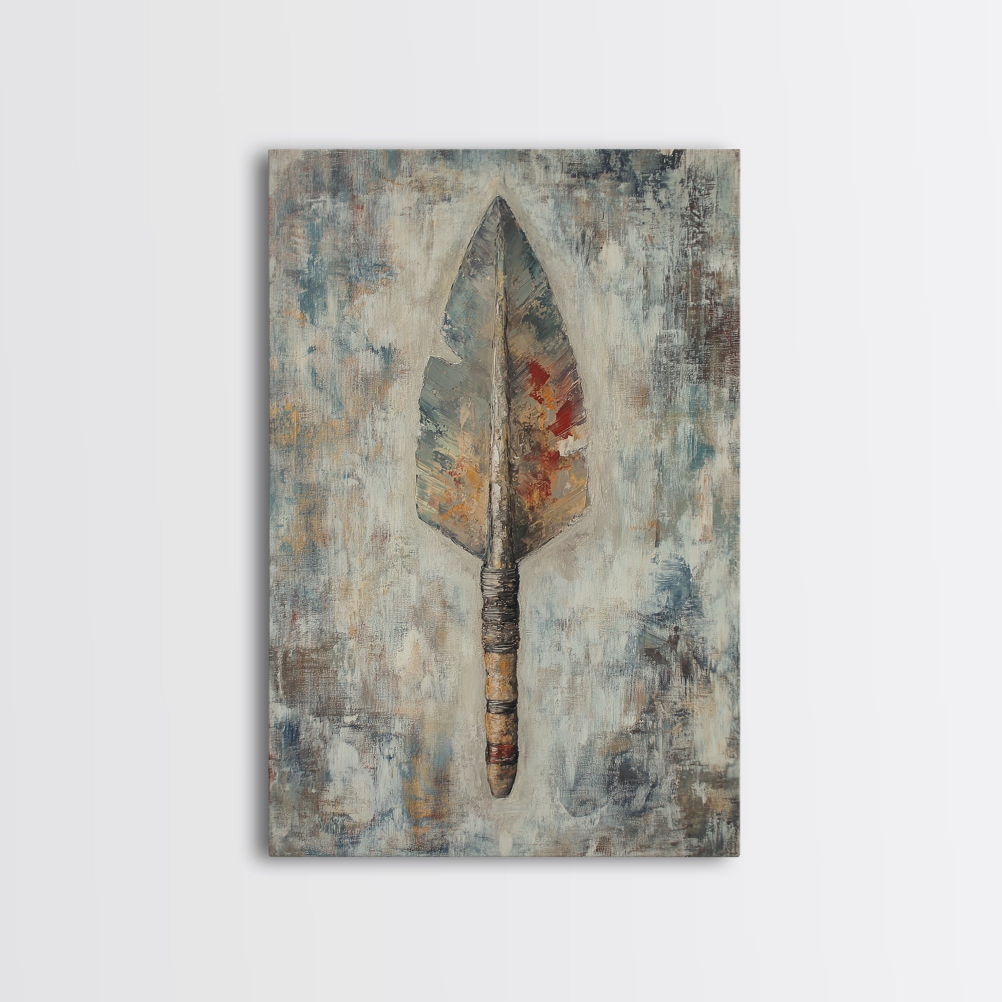 Ancient Arrowhead, rustic wall art, geometric wall art, vintage decor, framed canvas print, wabi sabi art, southwest wall art