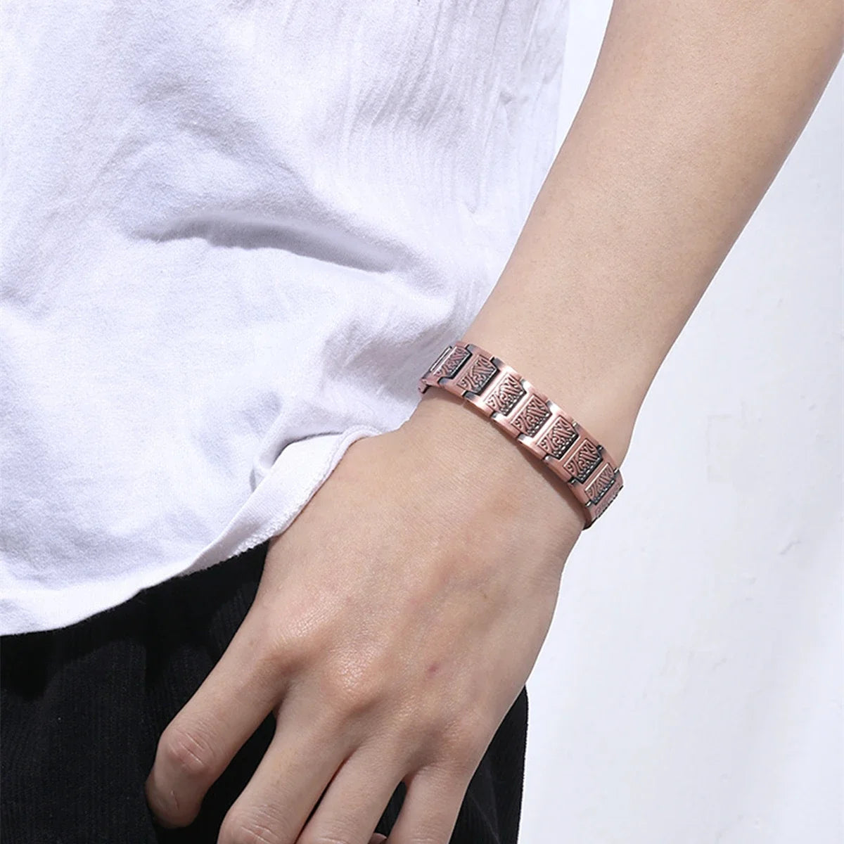ARADOO Copper Bracelet for Men Pure Copper Neodymium Magnetic Link Bracelets Jewelry Gift
