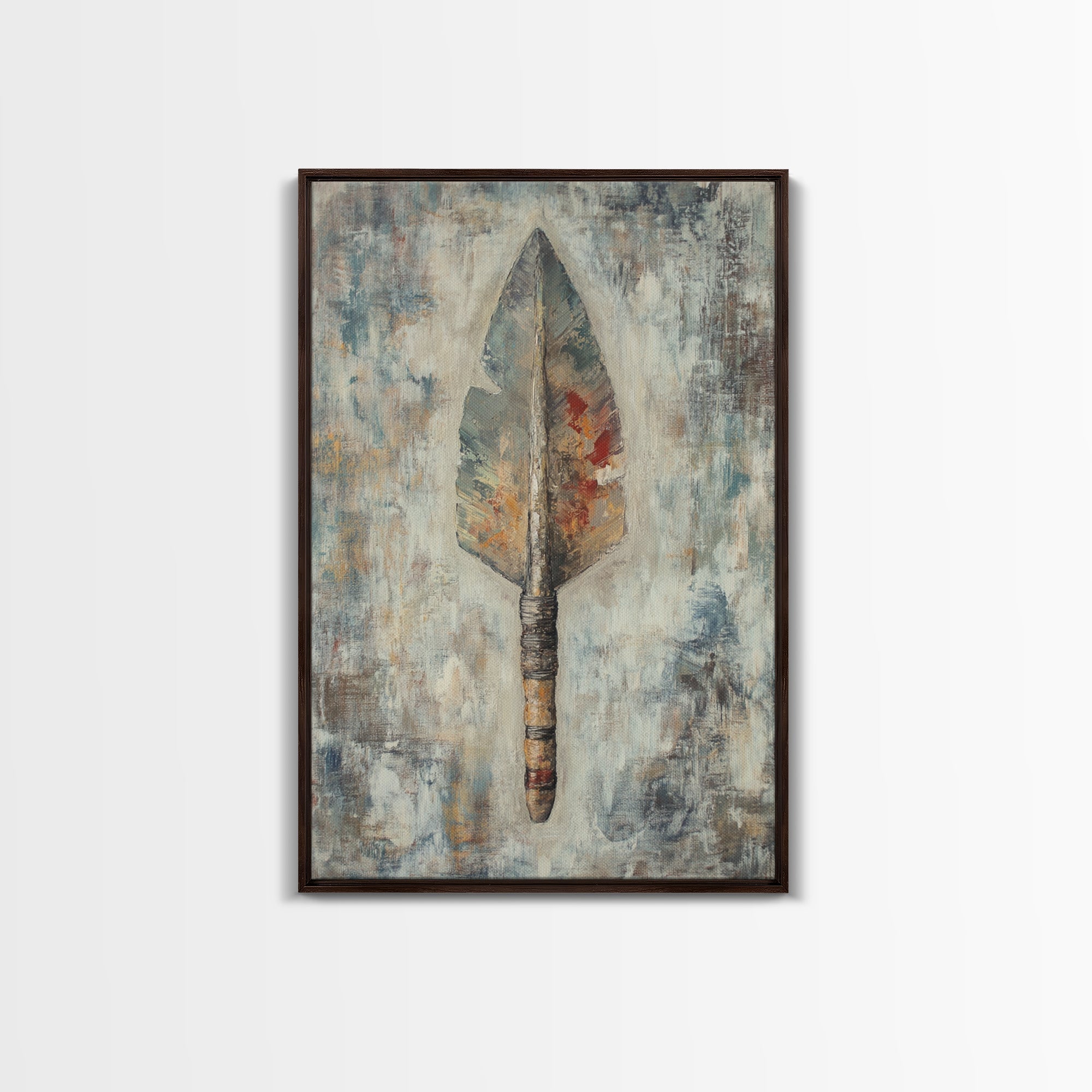 Ancient Arrowhead, rustic wall art, geometric wall art, vintage decor, framed canvas print, wabi sabi art, southwest wall art