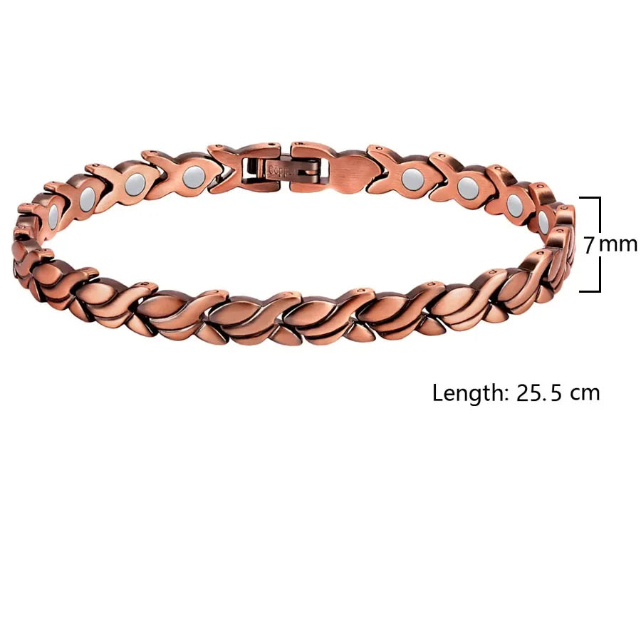 Womens Magnetic Therapy Anklets 99.9% Pure Solid Copper 3500 Gauss Magnets Ankle Pain Relief for Arthritis Adjustable Size
