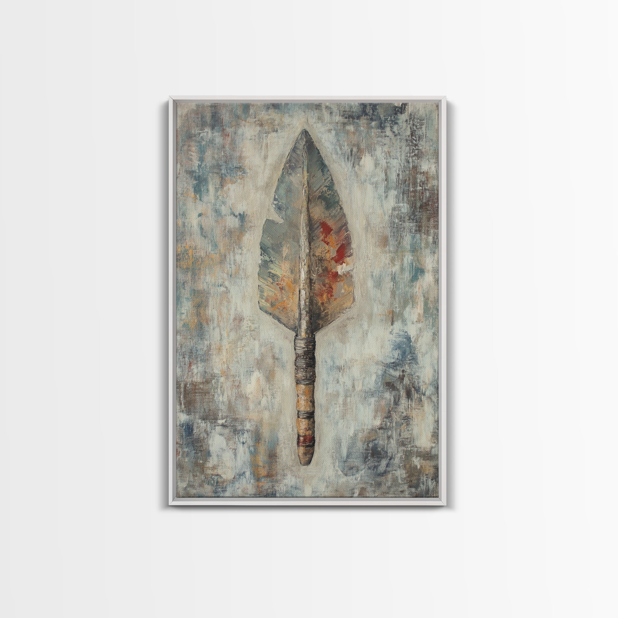 Ancient Arrowhead, rustic wall art, geometric wall art, vintage decor, framed canvas print, wabi sabi art, southwest wall art