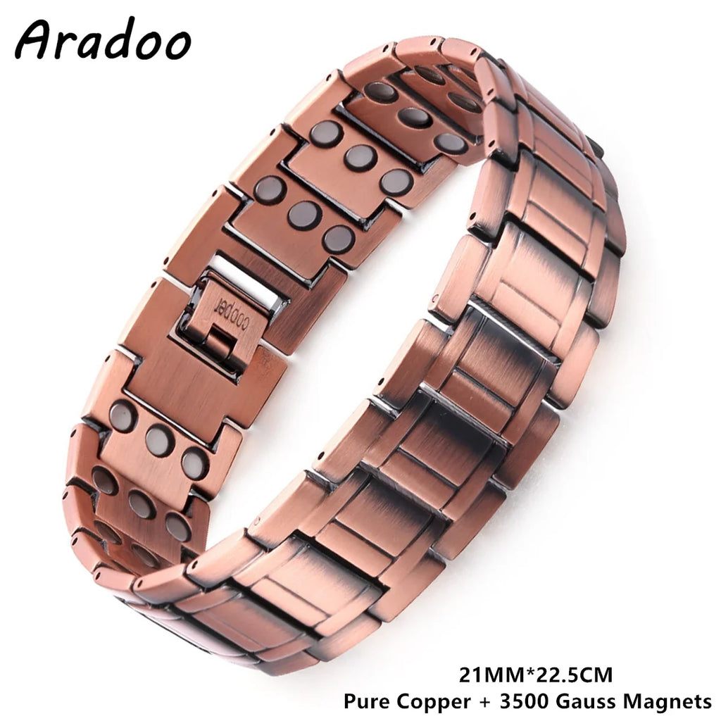 ARADOO Copper Bracelet for Men Pure Copper Neodymium Magnetic Link Bracelets Jewelry Gift