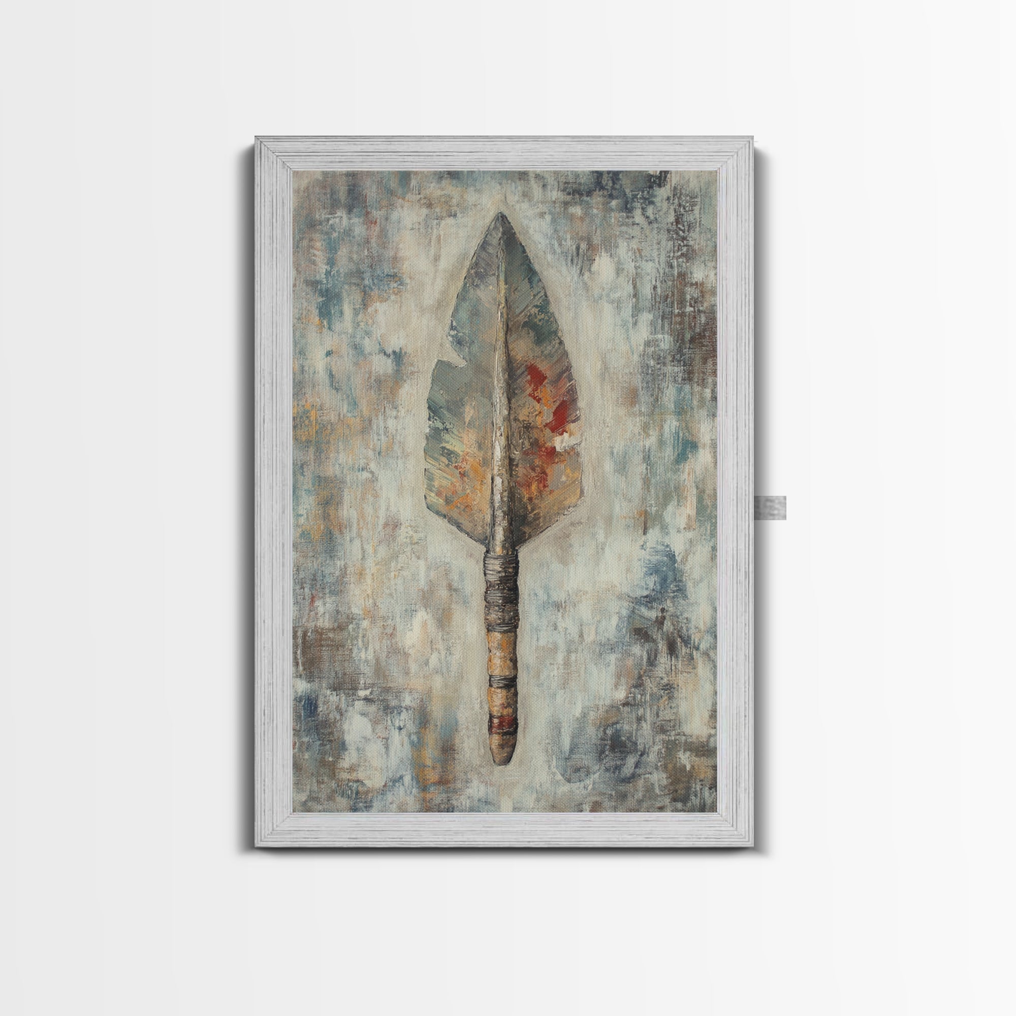 Ancient Arrowhead, rustic wall art, geometric wall art, vintage decor, framed canvas print, wabi sabi art, southwest wall art