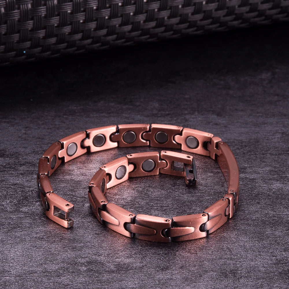 Pure Copper Magnetic Bracelet for Women Arrow Cubic Zirconia ID Bracelets Magnetic Therapy Copper Jewelry Women Arthritis Health