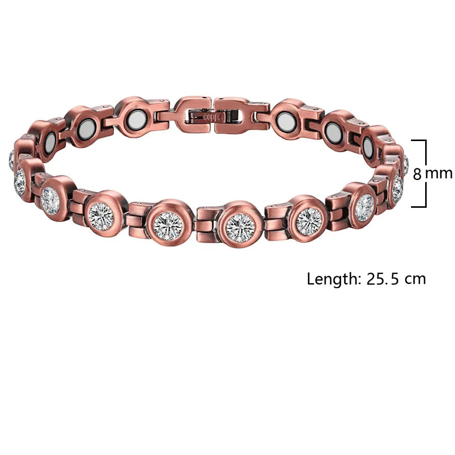 Womens Magnetic Therapy Anklets 99.9% Pure Solid Copper 3500 Gauss Magnets Ankle Pain Relief for Arthritis Adjustable Size