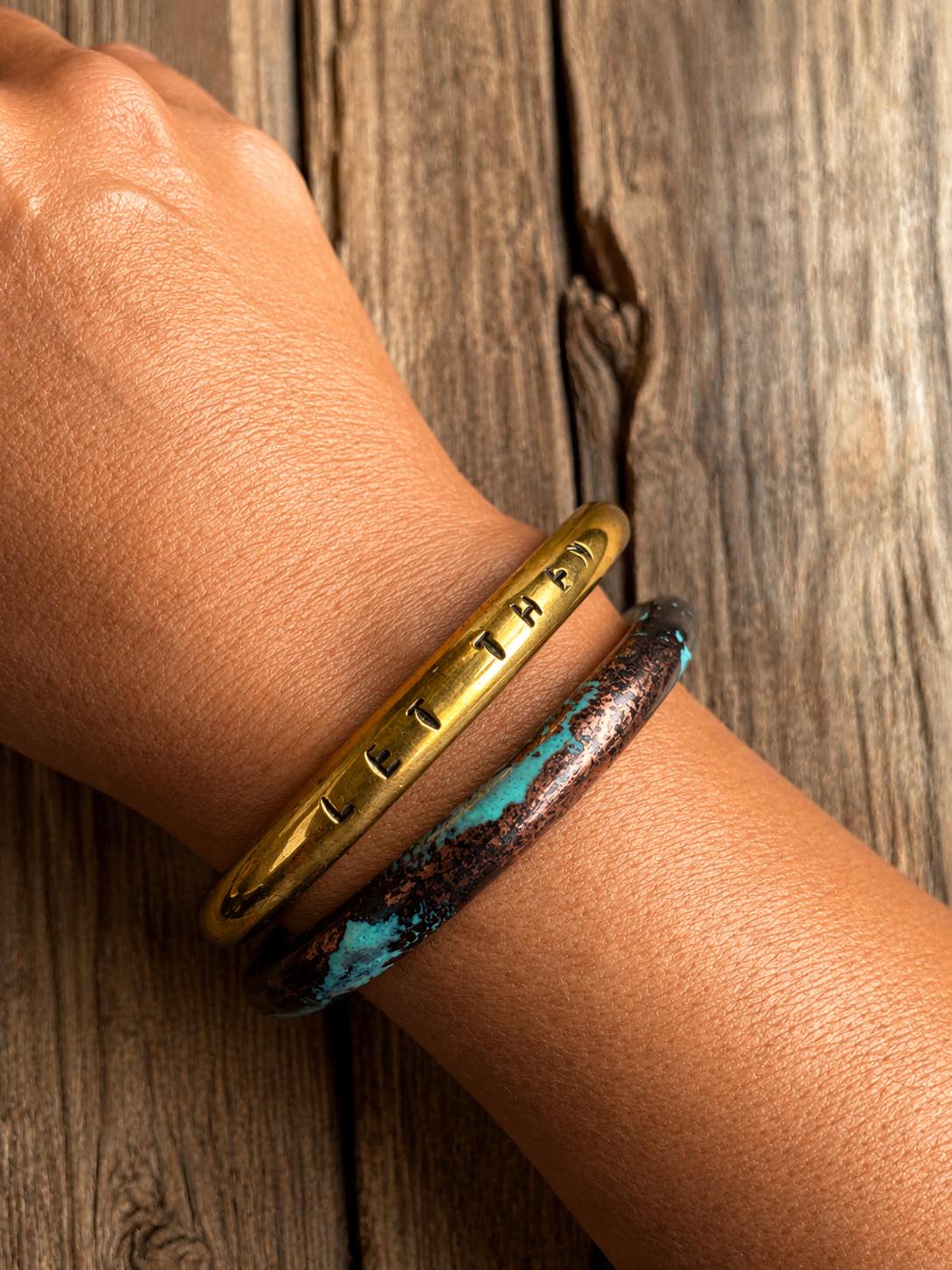 Cowboy Bull Ring Copper Bangle Bracelet – Aged Patina