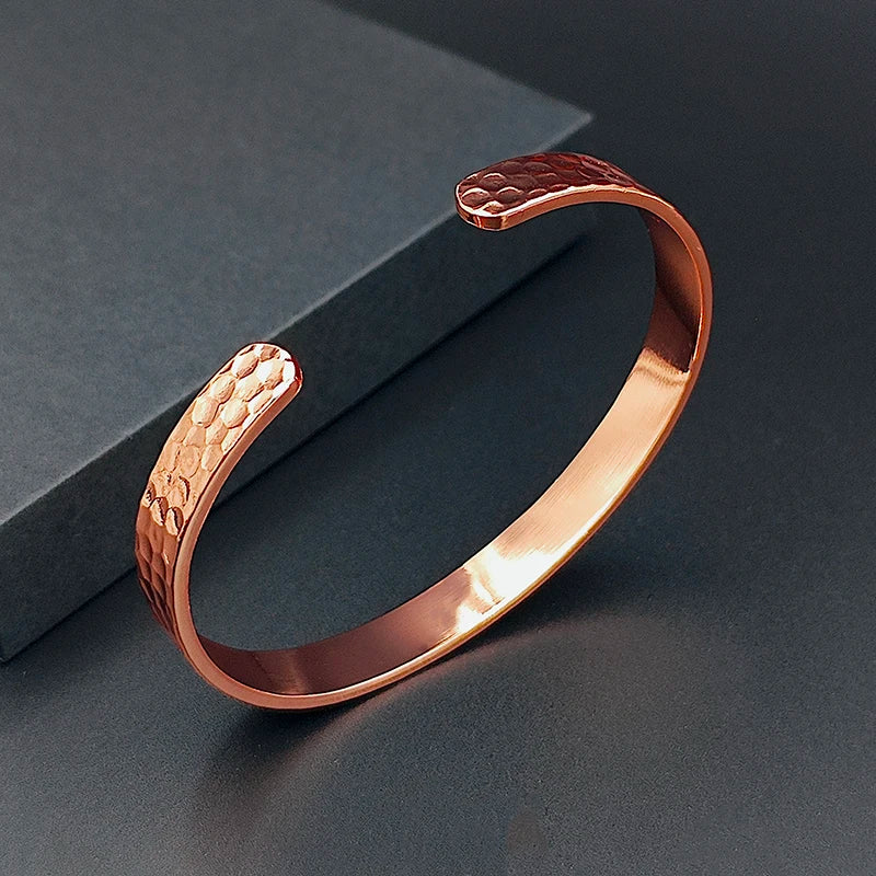 Magnetic Pure Copper Bracelets for Women Men Vintage Rose Gold Cuff Bangle Charms Health Energy Bracelet with Gauss Magnets