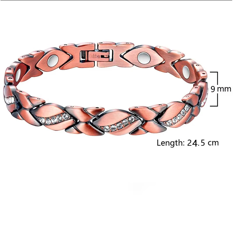 Womens Magnetic Therapy Anklets 99.9% Pure Solid Copper 3500 Gauss Magnets Ankle Pain Relief for Arthritis Adjustable Size