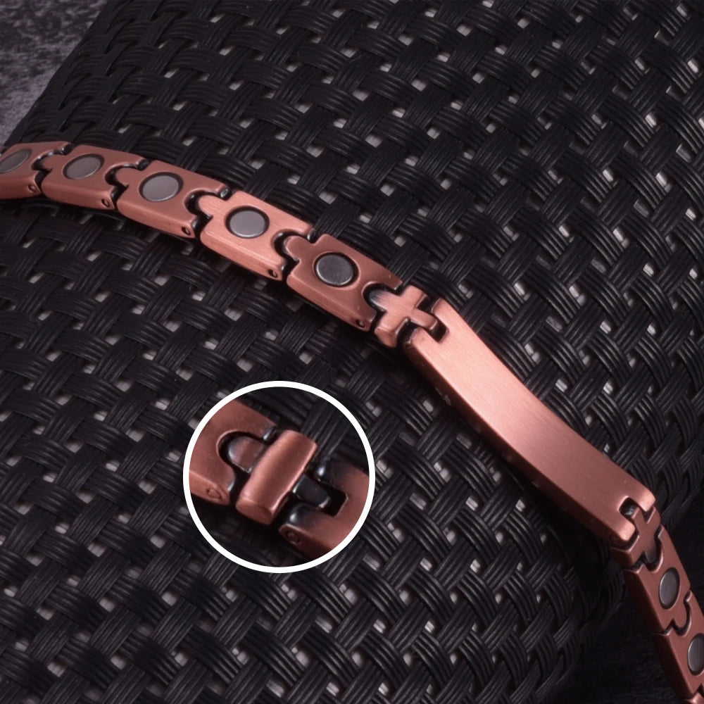 Pure Copper Magnetic Bracelet for Women Arrow Cubic Zirconia ID Bracelets Magnetic Therapy Copper Jewelry Women Arthritis Health
