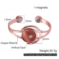 Pure Copper Bracelets for Women Blue Stone Adjustable Open Cuff Magnet Bangles Arthritis Health Energy Jewelry Femme Resizable