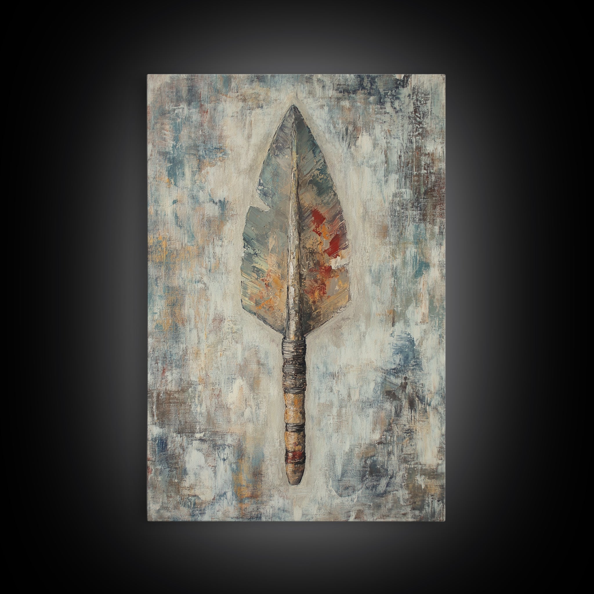 Ancient Arrowhead, rustic wall art, geometric wall art, vintage decor, framed canvas print, wabi sabi art, southwest wall art
