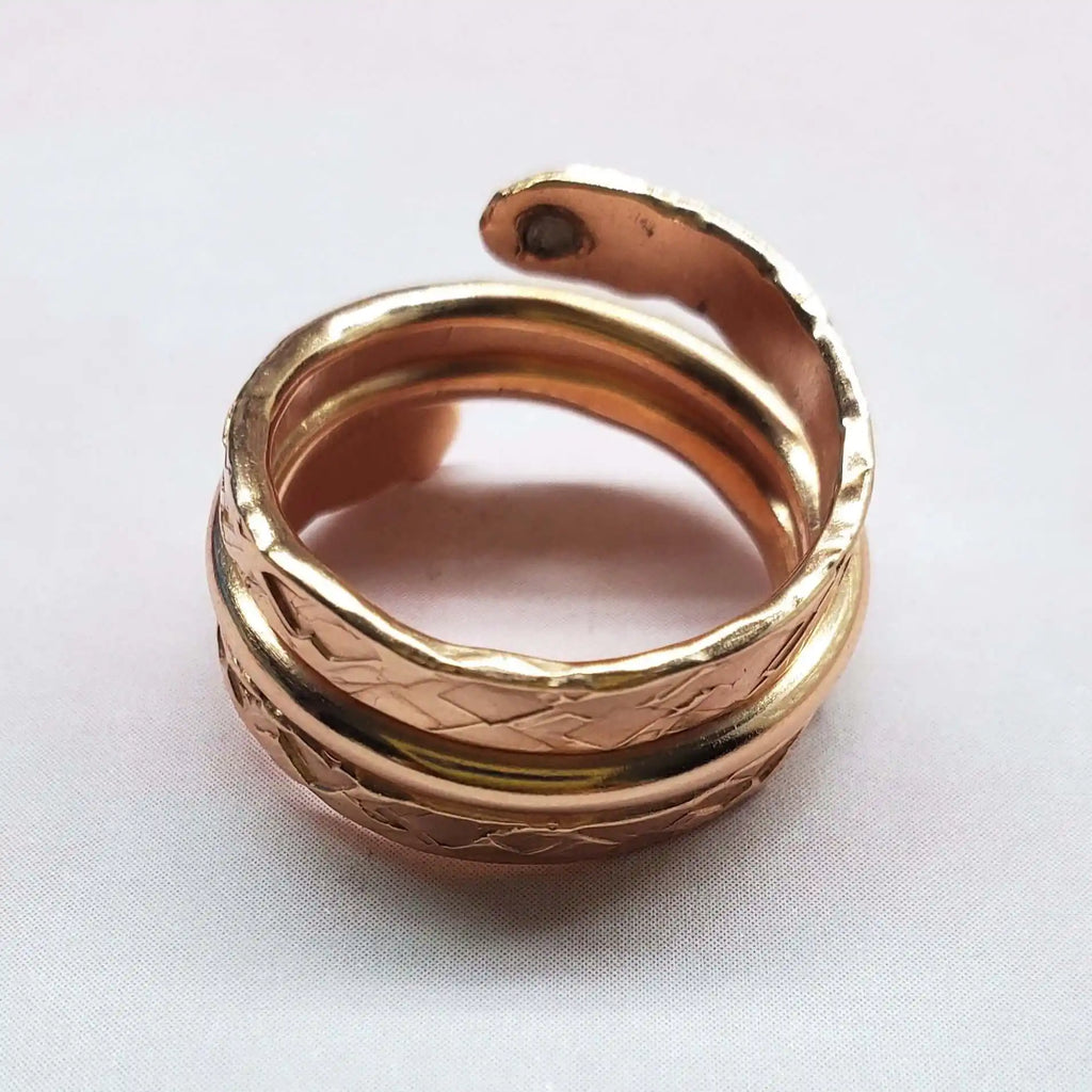 Hammered Copper Crystal Wrap Ring – Stackable