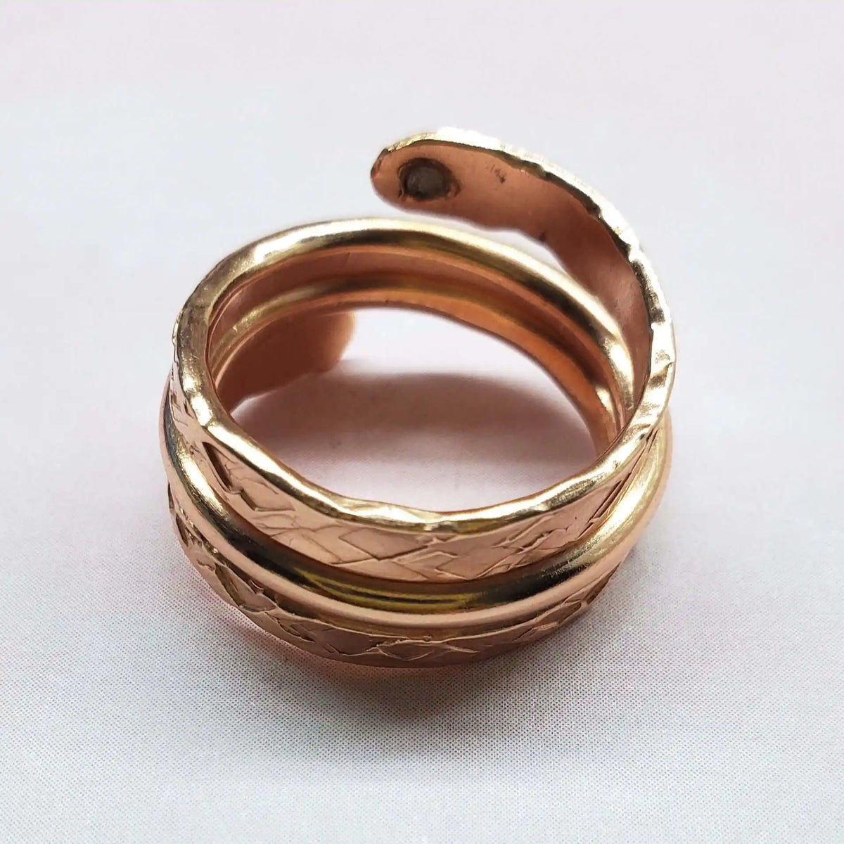Hammered Copper Crystal Wrap Ring – Stackable