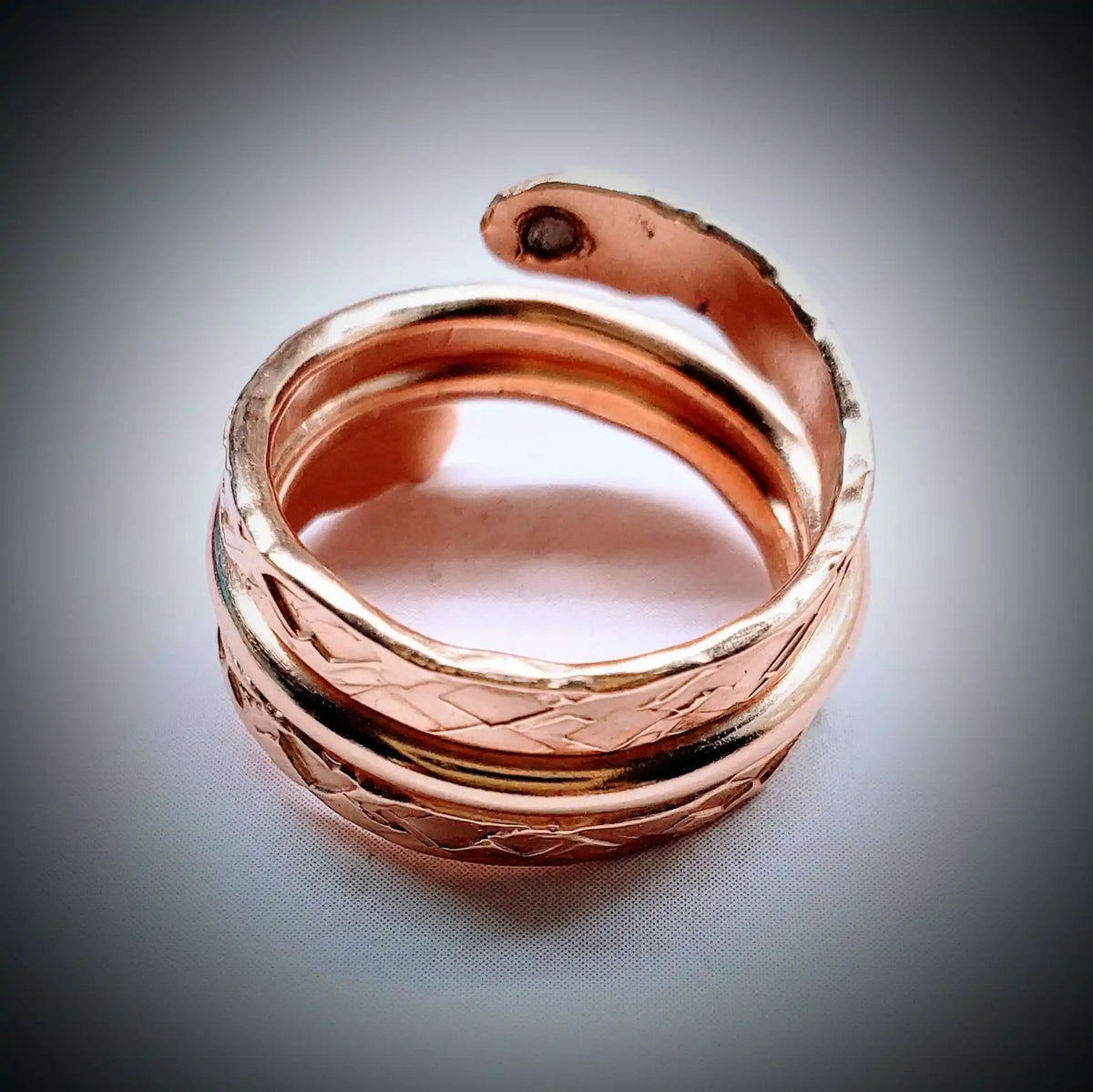 Hammered Copper Crystal Wrap Ring – Stackable