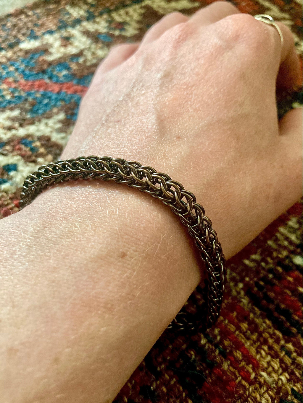 Handmade Oxidized Copper Foxtail Chainmaille Bracelet