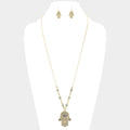 Evil Eye Hamsa Hand Pendant Necklace – Antique Gold Tone