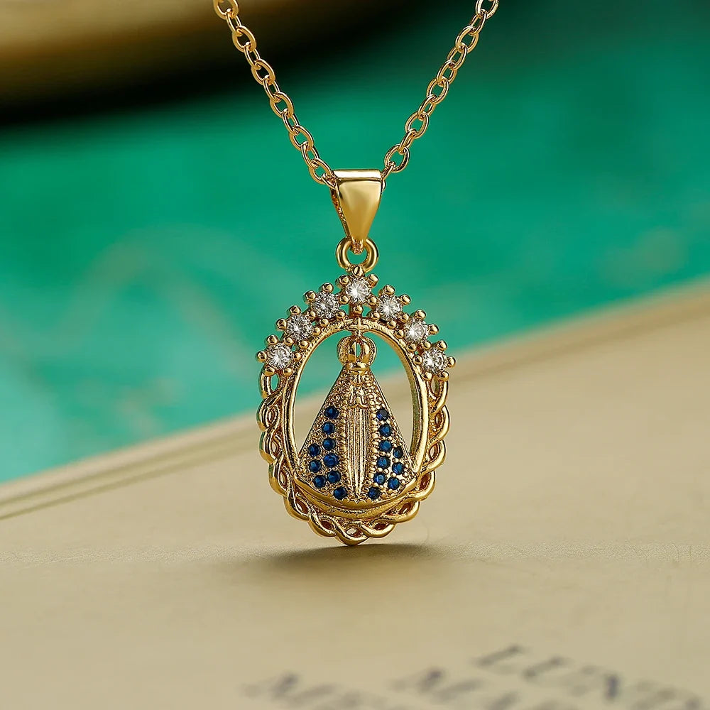 Virgin Mary Pendant Necklace with Stainless Steel Chain