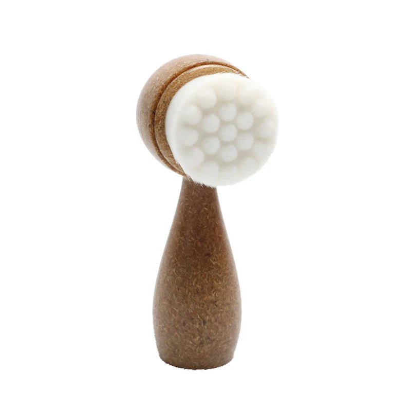 Double Sided Facial Brush with Coconut Handle | Exfoliating and Pore Cleanser
