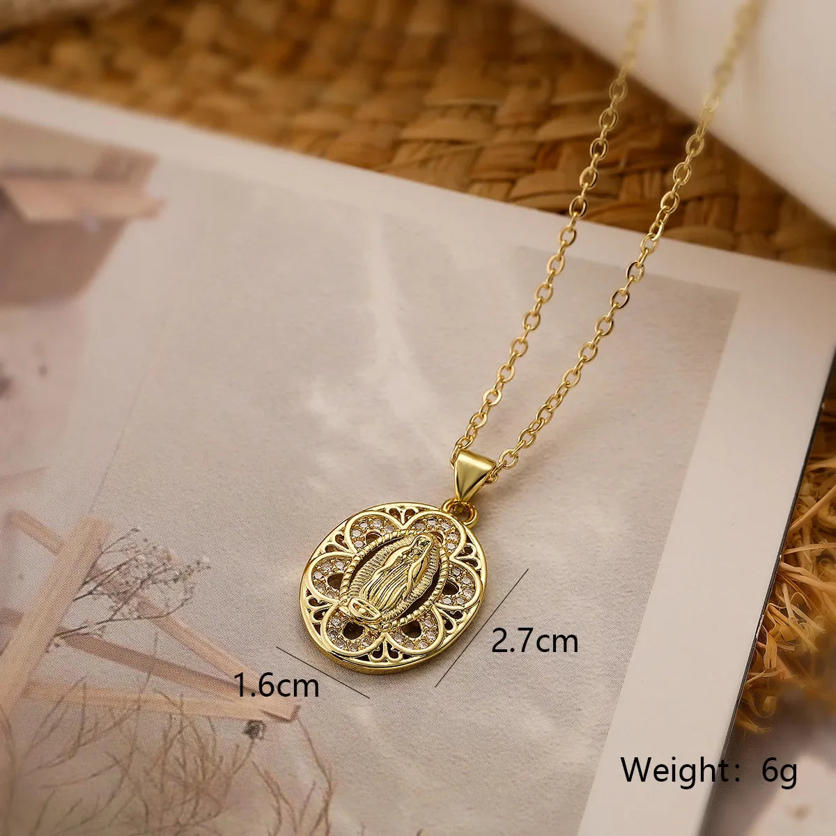 Virgin Mary Pendant Necklace with Stainless Steel Chain