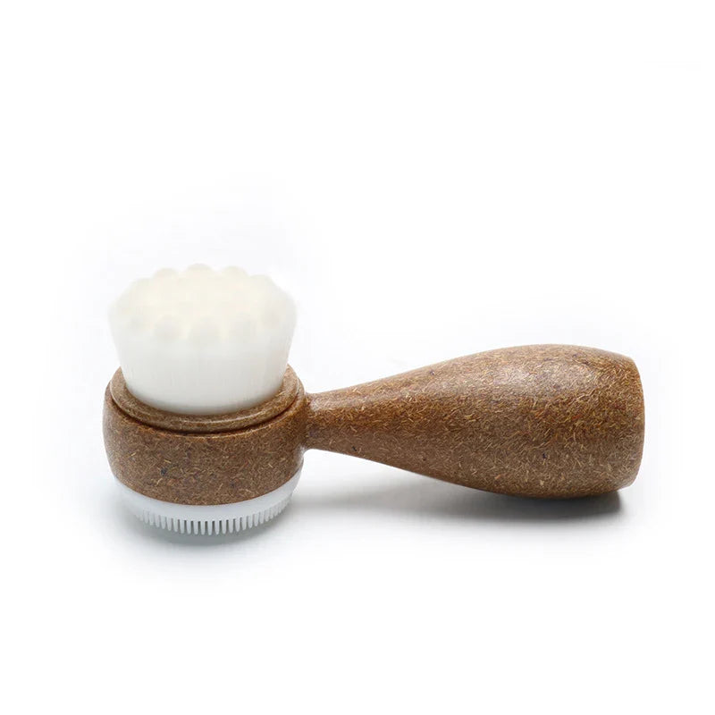 Double Sided Facial Brush with Coconut Handle | Exfoliating and Pore Cleanser