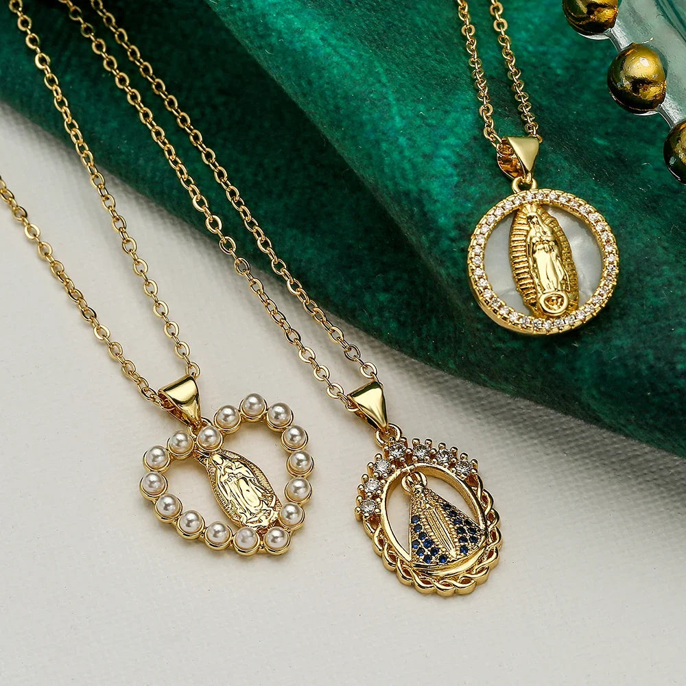 Virgin Mary Pendant Necklace with Stainless Steel Chain
