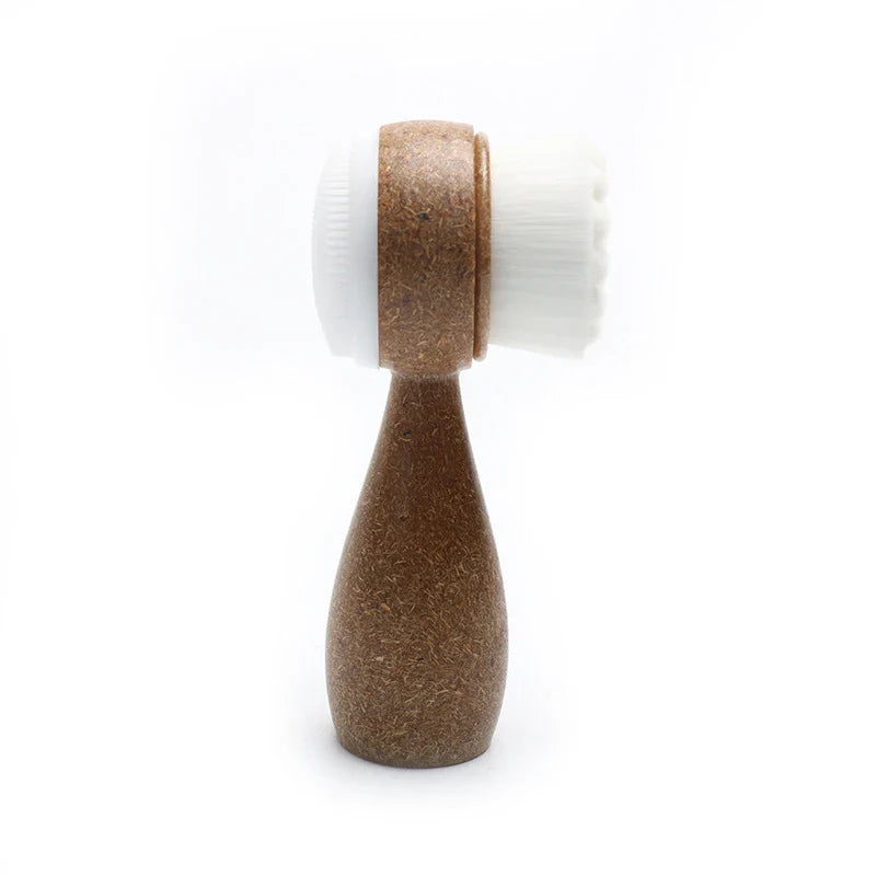 Double Sided Facial Brush with Coconut Handle | Exfoliating and Pore Cleanser