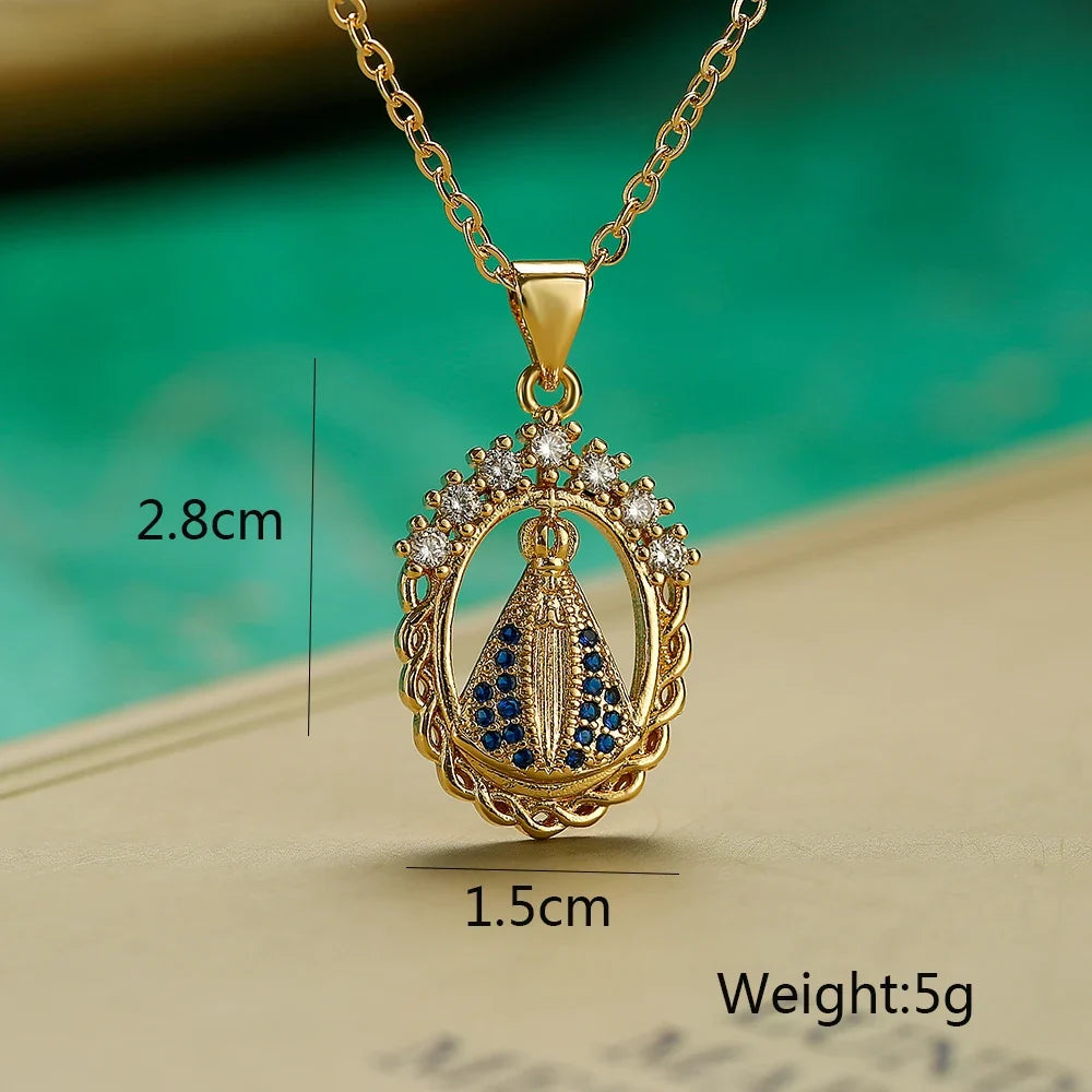 Virgin Mary Pendant Necklace with Stainless Steel Chain