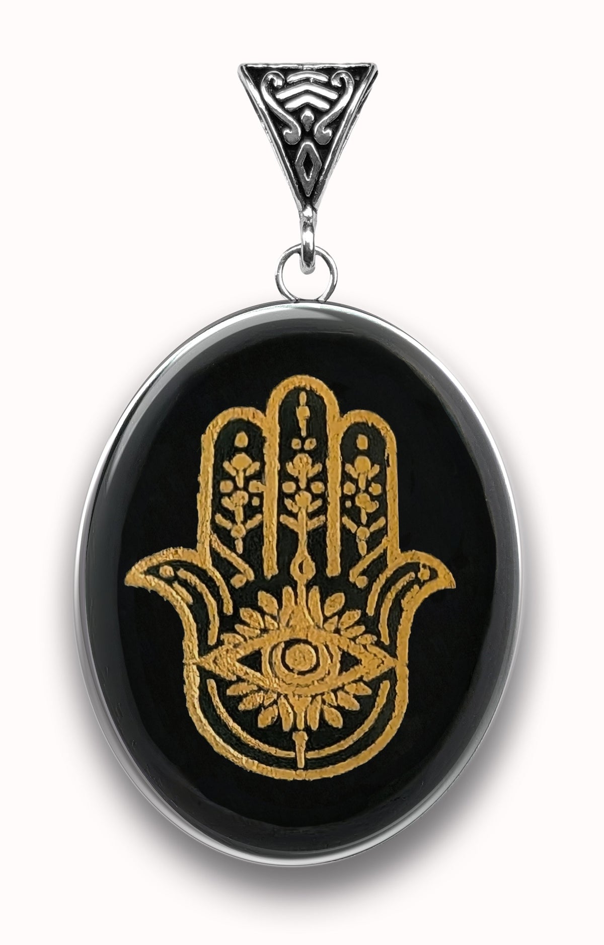 Obsidian Hamsa Hand Gemstone Pendant