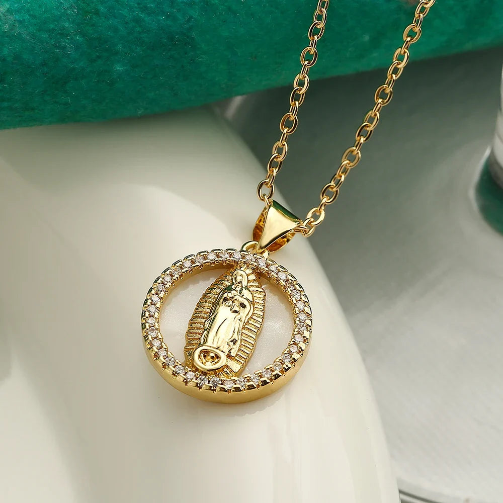 Virgin Mary Pendant Necklace with Stainless Steel Chain