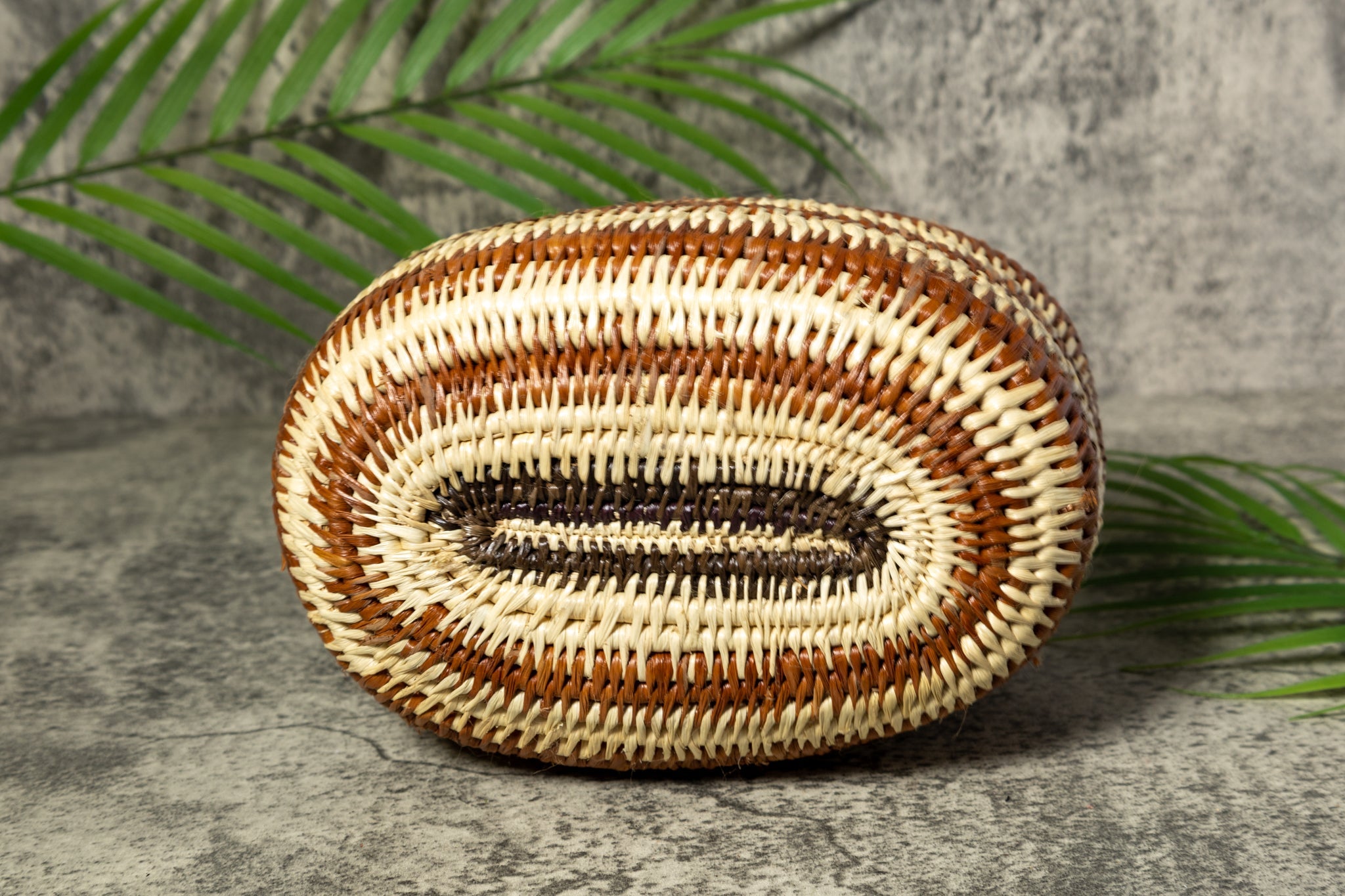 Oval Brown and White Vintage Basket