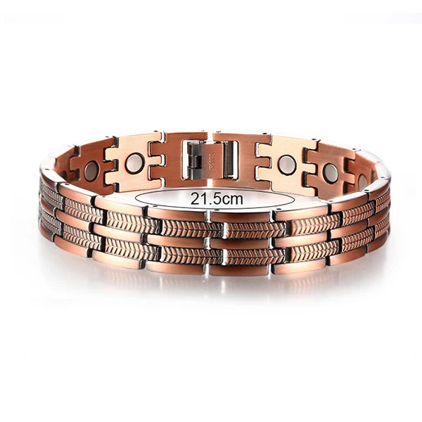 Vinterly Magnetic Pure Copper Bracelet Men Wheat Leaf 13mm Wrist Band Magnet Arthritis Pain Relief Male Energy Jewelry Male