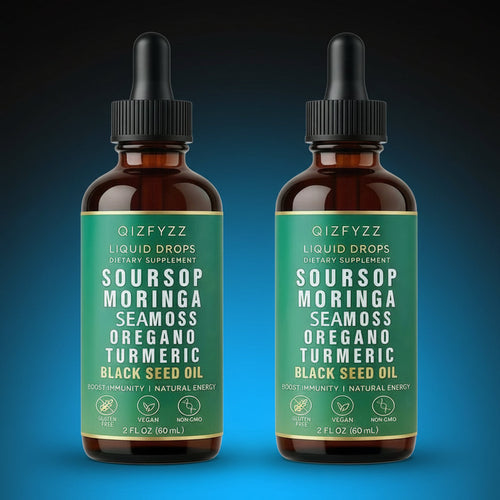 2 Bottle Soursop Bitters Liquid Drops 10-In-1 with Nori, Moringa, Turmeric, Black Seed Oil, Oregano, Ashwagandha Herbal Extracts for Overall Health Vegan,Non-Qz 2 Fl Oz Bathroom Fitness Dietary Supplement