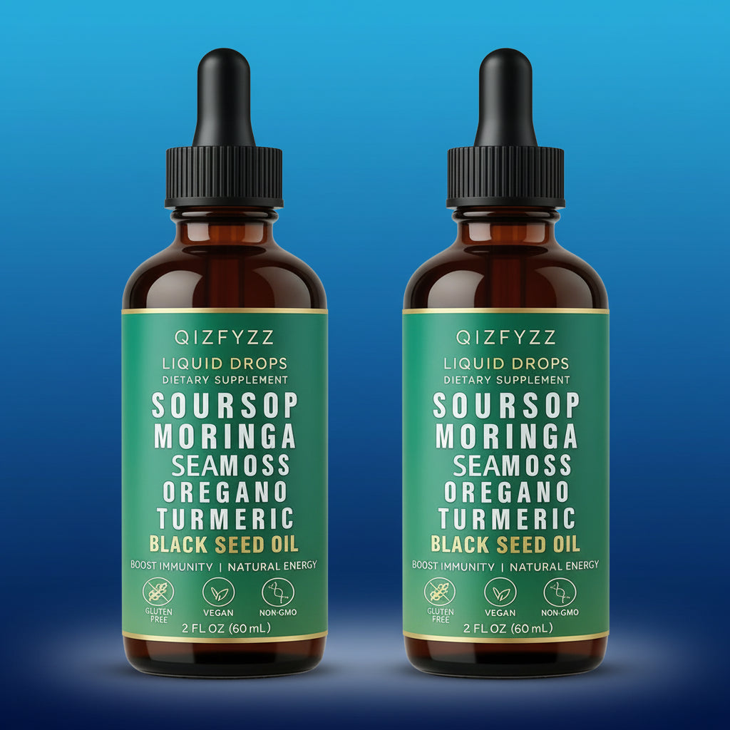 2 Bottle Soursop Bitters Liquid Drops 10-In-1 with Nori, Moringa, Turmeric, Black Seed Oil, Oregano, Ashwagandha Herbal Extracts for Overall Health Vegan,Non-Qz 2 Fl Oz Bathroom Fitness Dietary Supplement