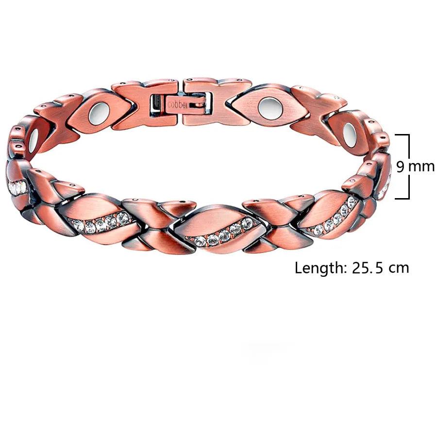 Womens Magnetic Therapy Anklets 99.9% Pure Solid Copper 3500 Gauss Magnets Ankle Pain Relief for Arthritis Adjustable Size