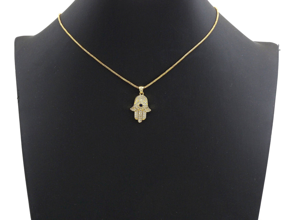 Evil Eye Hamsa Hand CZ Pendant Charm – 15 x 23 mm