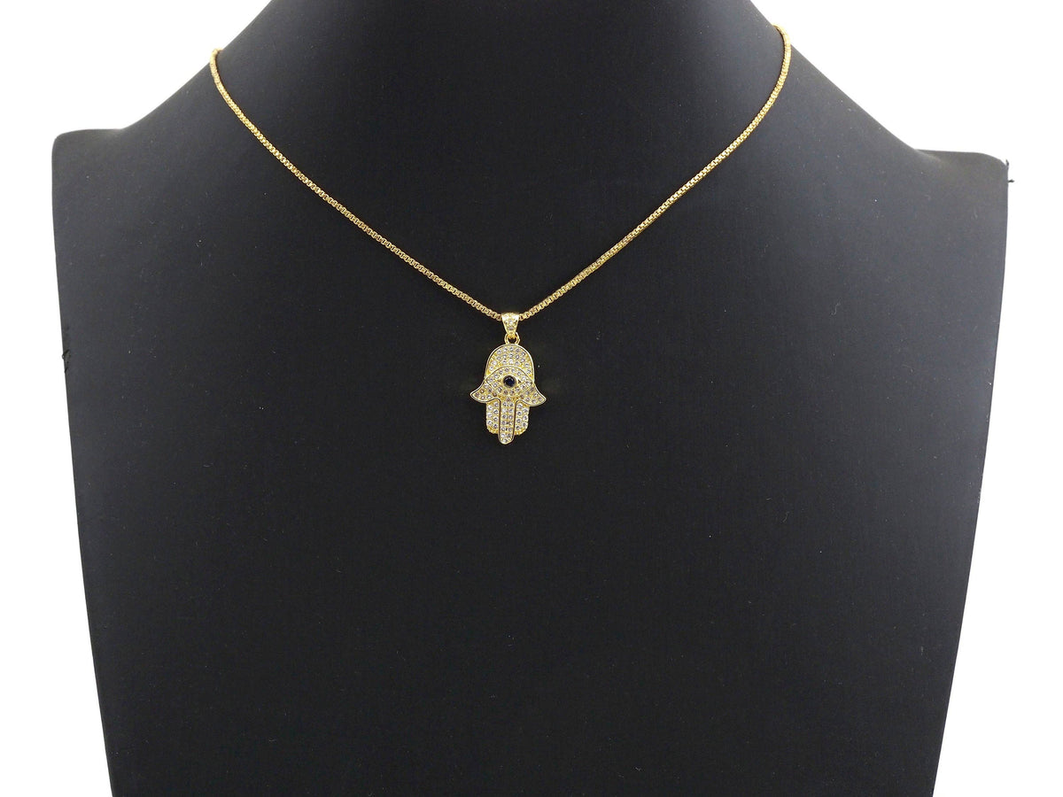Evil Eye Hamsa Hand CZ Pendant Charm – 15 x 23 mm