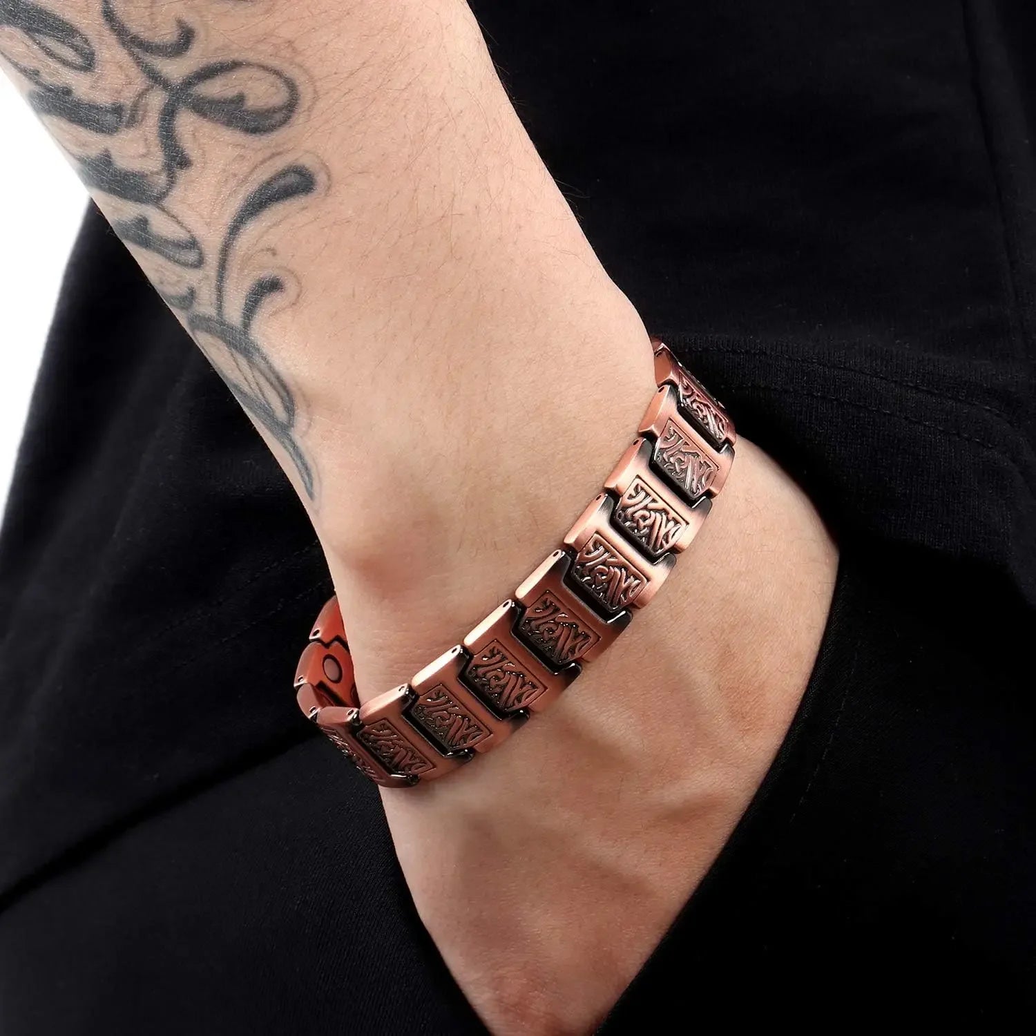 ARADOO Copper Bracelet for Men Pure Copper Neodymium Magnetic Link Bracelets Jewelry Gift