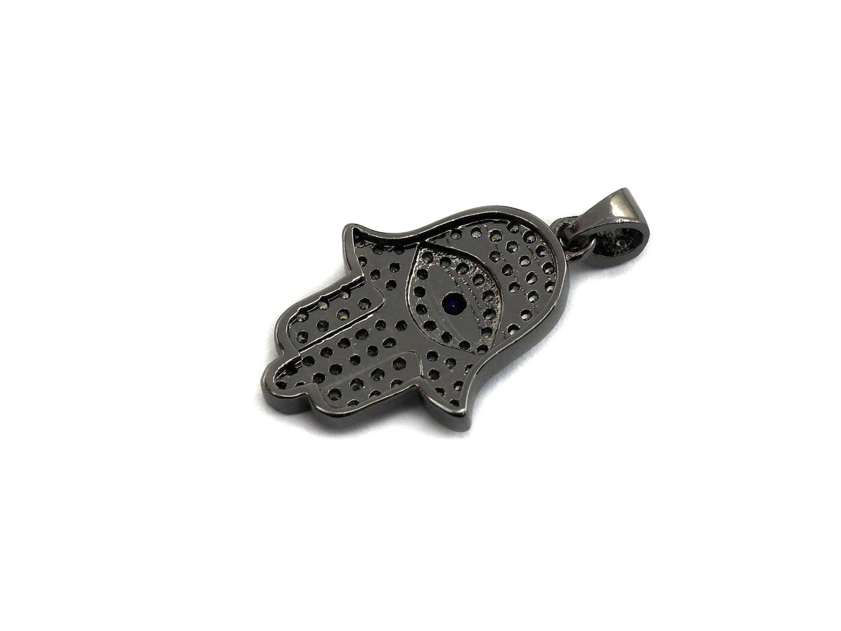 Evil Eye Hamsa Hand CZ Pendant Charm – 15 x 23 mm