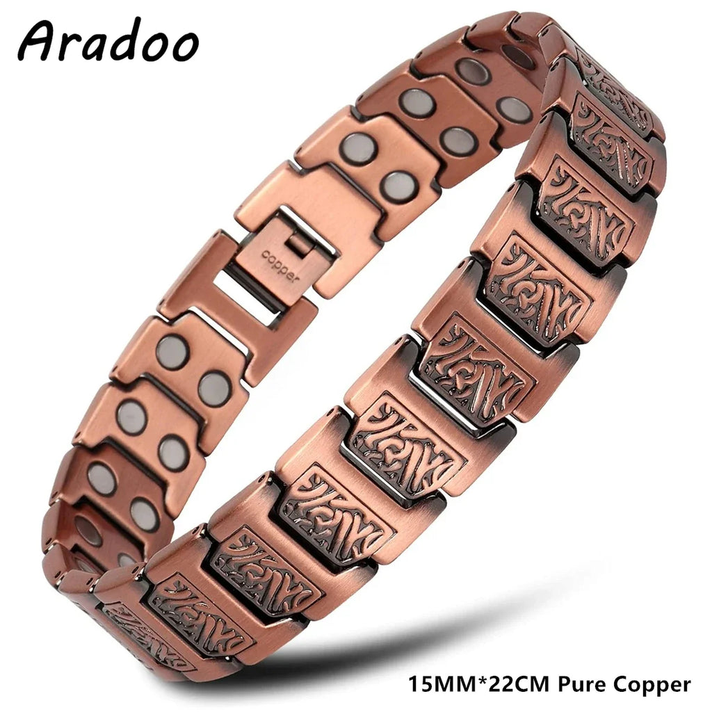 ARADOO Copper Bracelet for Men Pure Copper Neodymium Magnetic Link Bracelets Jewelry Gift