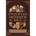 Brown cover of Ethiopian Orthodox Bible by Biblia Print, featuring a collage of religious artwork and manuscripts.