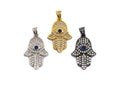 Evil Eye Hamsa Hand CZ Pendant Charm – 15 x 23 mm
